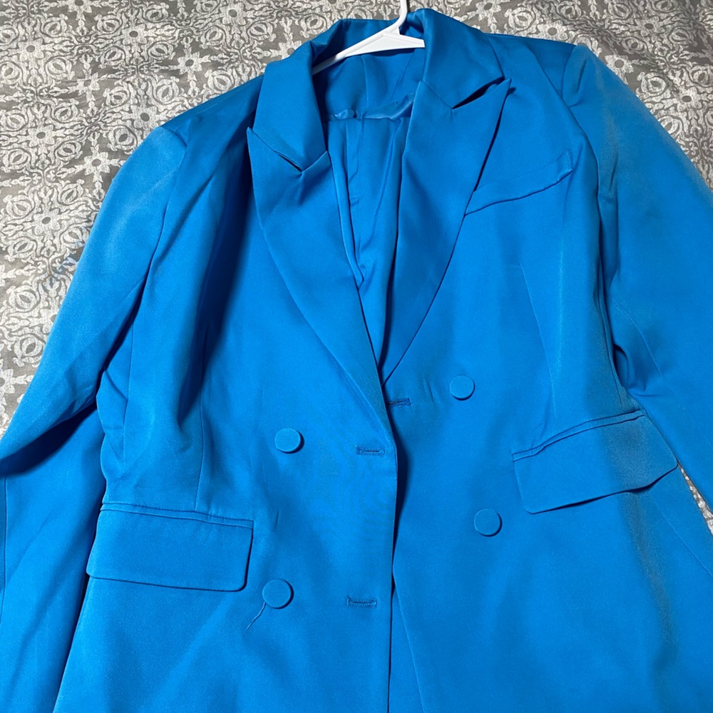 Vibrant Blue Double-Breasted Jacket